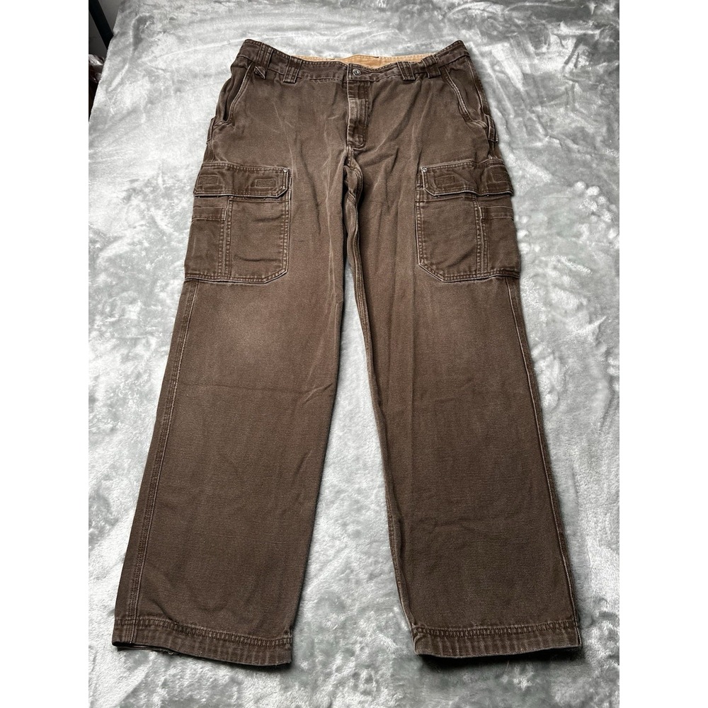 Duluth Trading Co Pants Men Size 35x31 Relaxed Cargo Brown Skater Baggy Faded